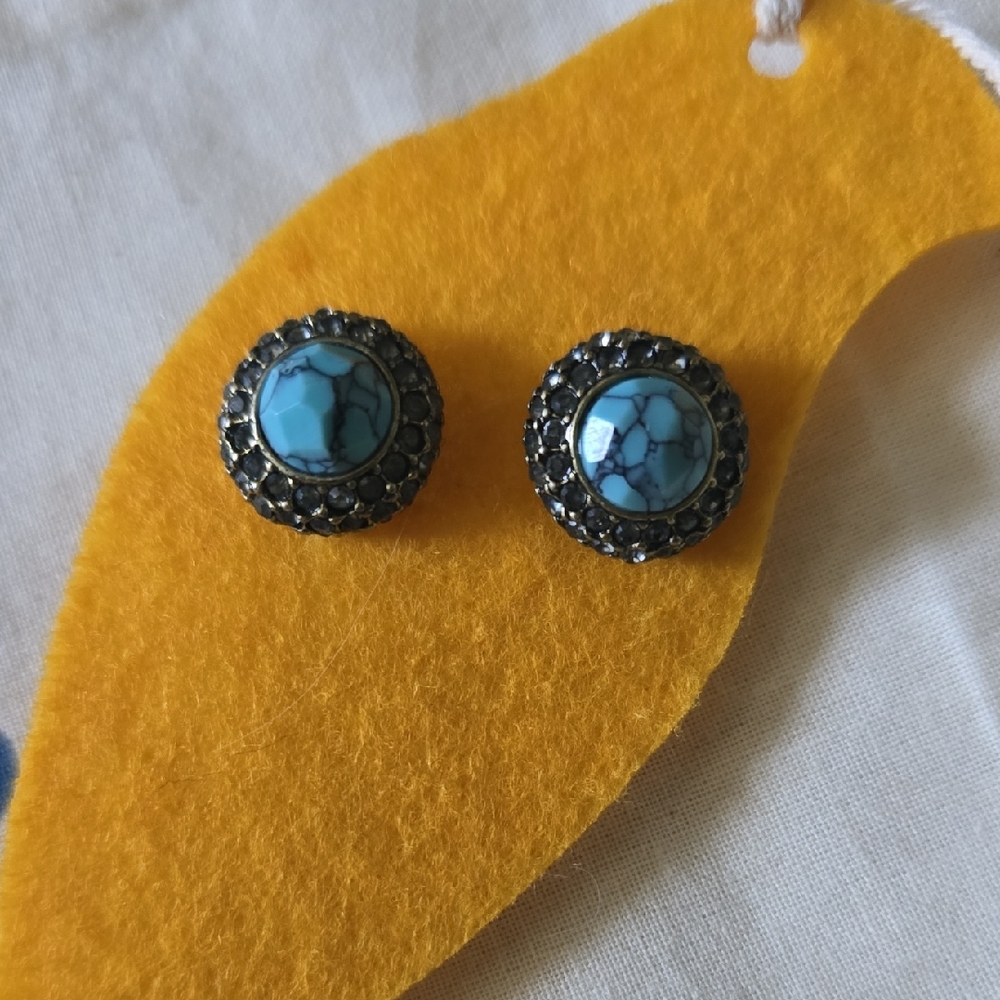 Elegant Turquoise and Black Stud Earrings